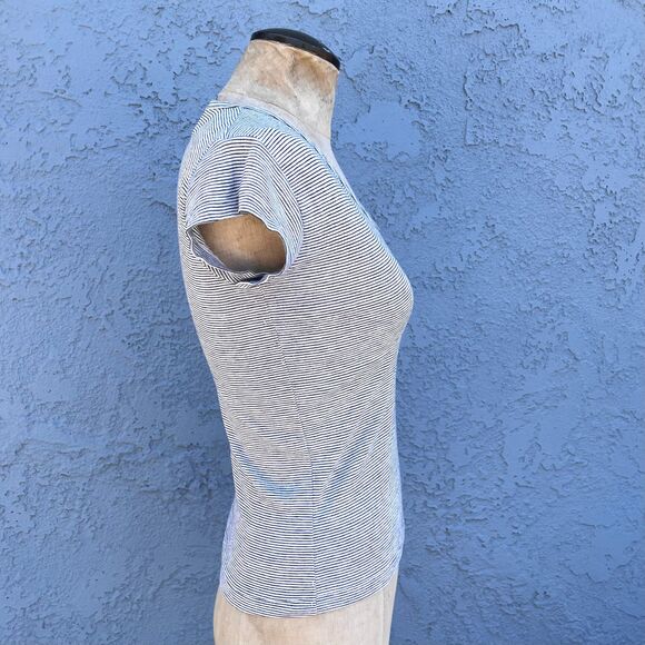 1980s Striped Baby tee Size M/L Retro T-shirt Scoop neck - Picture 8 of 10